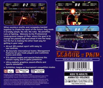 Professional Underground League of Pain (US) box cover back